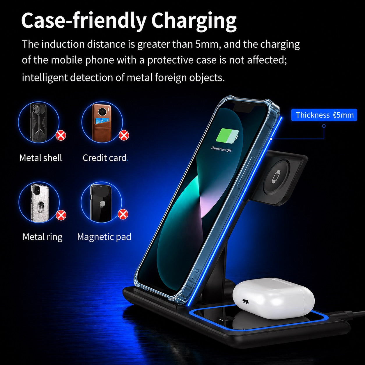 Foldable 3-in-1 Wireless Charging Station — Fold & Go