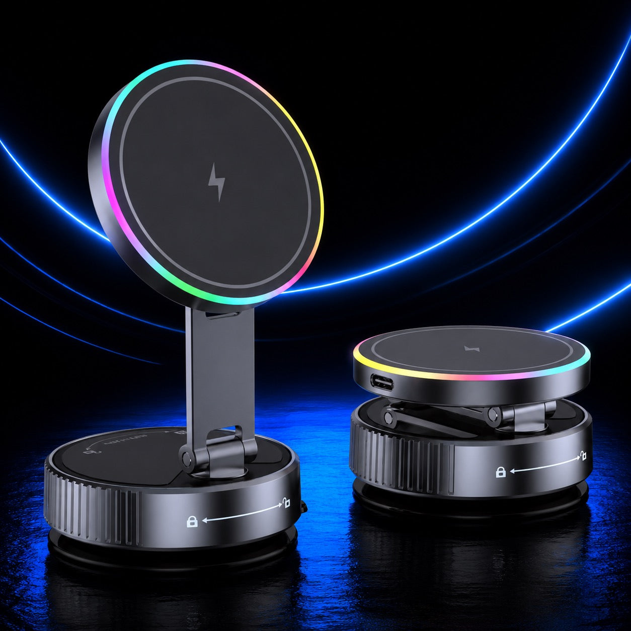 Spin & Charge — 360° Wireless Car Mount